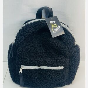 Art Class Backpack Shoulder Bag Girls Women’s Black Sherpa Stylish Chic Fashion